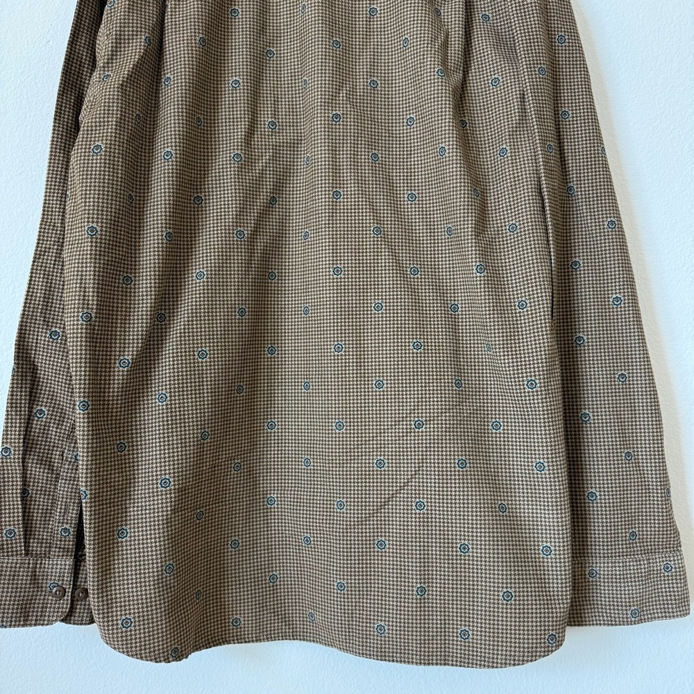 RVCA Brown Houndstooth Button Up Freeman Corduroy Long 100% Cotton Sleeve XXL - Picture 9 of 16
